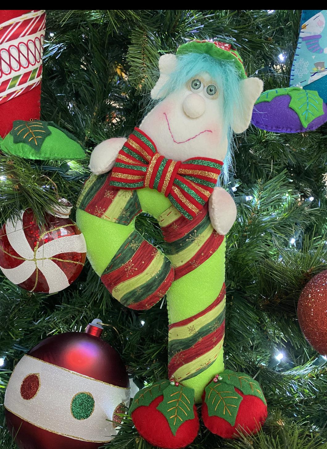 Candy Cane Xmas Elf - Tree Ornaments